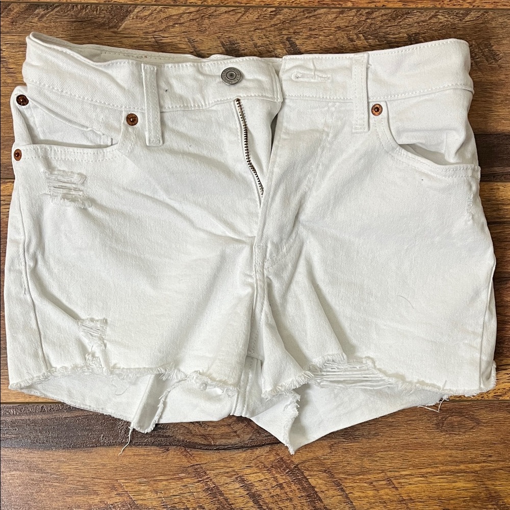 Levi's White Distressed Jean Shorts